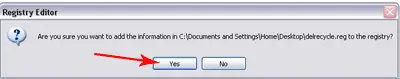 Remove Recycle Bin from Desktop - Add to registry: select YES remove recycle bin from desktop