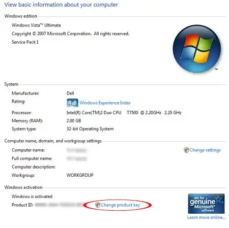 Change Windows Vista Product Key Change Windows Vista Product Key