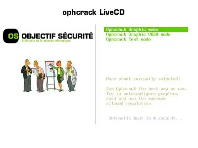 Ophcrack LiveCD Menu Ophcrack LiveCD Menu