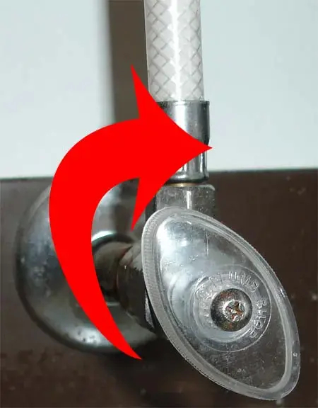 Turn off the water supply to toilet Turn off the water supply to toilet