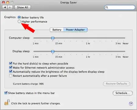 Select the Higher Performance Option Select the Higher Performance Option