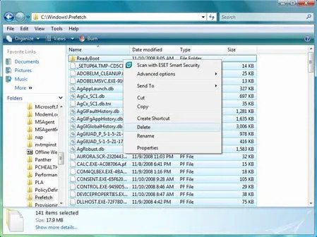 Deleting Vista prefetch Deleting Vista prefetch