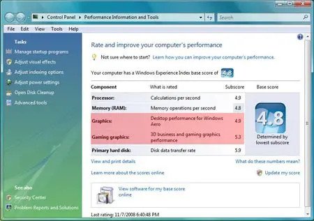 Vista Score Updated or Refreshed Vista Score Updated or Refreshed