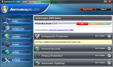 Antivirus Pro 2009 Screenshot Antivirus Pro 2009 Screenshot