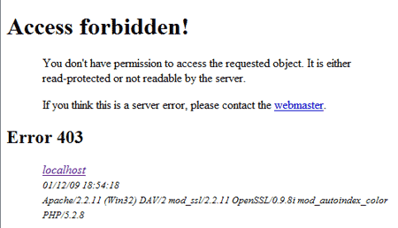 Access Forbidden XAMPP Security Page Error
