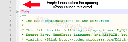 Empty Lines before the opening <?php tag caused this error Empty Lines before the opening <?php caused this error