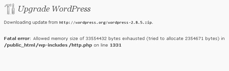 Fatal Error when upgrading or updating WordPress Fatal Error when upgrading or updating WordPress