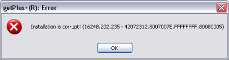 getPlus+(R) Error - Installation is corrupt! getPlus+(R) Error - Installation is corrupt!