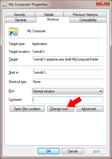 Pin Ikon Computer pada Windows 7