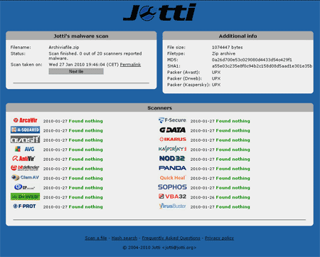 Jotti - Free Online Malware Scanner Jotti - Free Online Malware Scanner