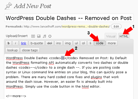 WordPress Preserve Double Dashes WordPress Preserve Double Dashes