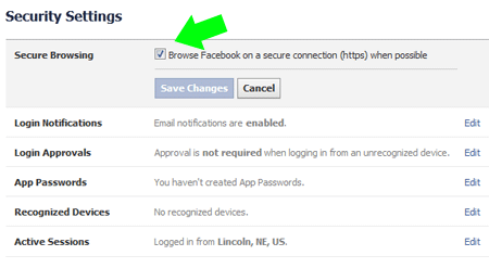 Facebook Secure Browsing Facebook Secure Browsing