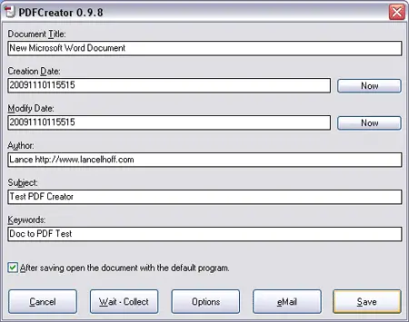 PDFCreator - Creating a PDF File from Doc PDFCreator - Creating a PDF File from Doc